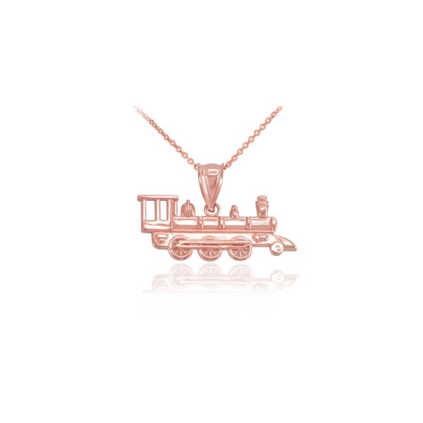 Men's Steam Train Pendant Necklace in 9ct Rose Gold