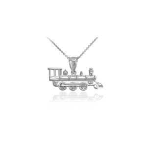 Steam Train Pendant Necklace in 9ct White Gold