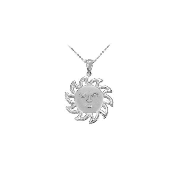 Smiling Sun Pendant Necklace in Sterling Silver