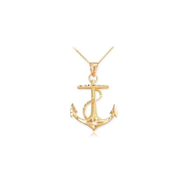 Men's Anchor Pendant Necklace in 9ct Gold