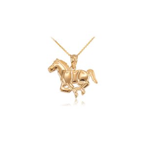 Cantering Horse Pendant Necklace in 9ct Gold