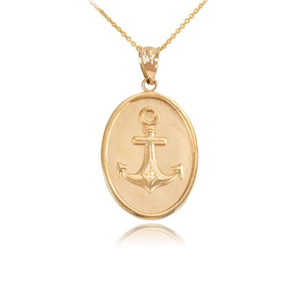 Anchor Coin Pendant Necklace in 9ct Gold