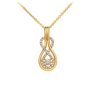 Diamond Gemstone Infinity Rope Pendant Necklace in 9ct Gold