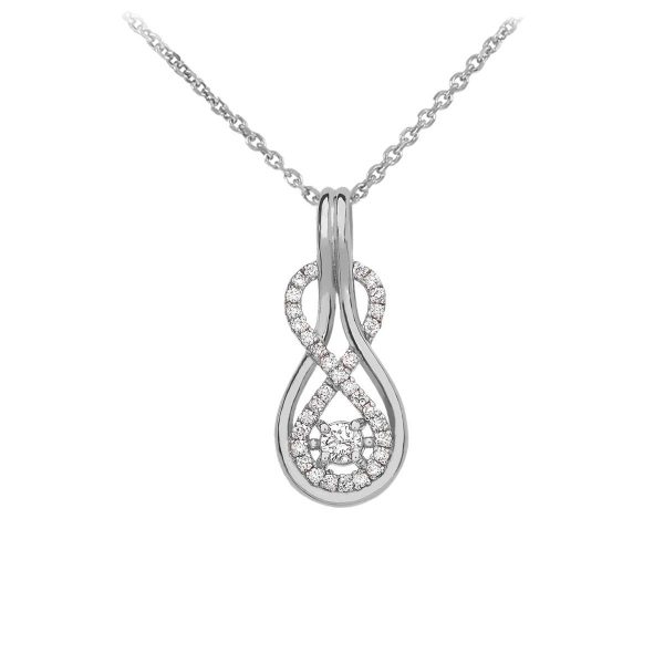 Diamond Gemstone Infinity Rope Pendant Necklace in 9ct White Gold