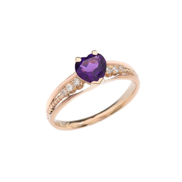 Amethyst Heart Ring in 9ct Gold