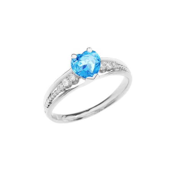 Blue Topaz Heart Ring in 9ct White Gold