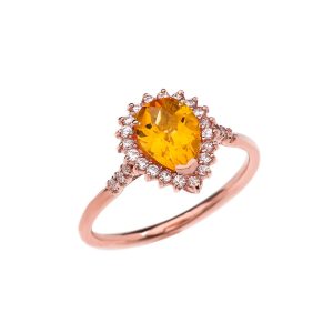 Citrine Chequerboard Cut Ring in 9ct Rose Gold