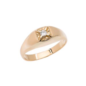 Men's Diamond Embellished Pinky Ring, 0.12 ct in 9ct Gold