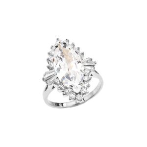 CZ Ballerina Ring in 9ct White Gold