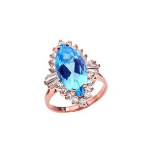 Blue CZ Reign Gemstone Ring in 9ct Rose Gold