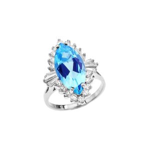 Blue CZ Reign Gemstone Ring in 9ct White Gold