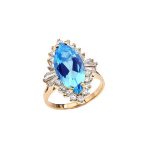 Blue CZ Reign Gemstone Ring in 9ct Gold