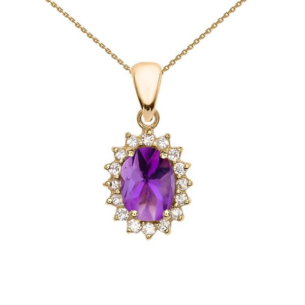 Amethyst Regal Oval Gemstone Pendant Necklace in 9ct Gold