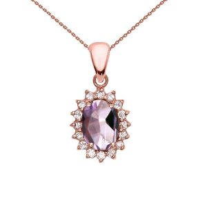 Alexandrite Regal Oval Gemstone Pendant Necklace in 9ct Rose Gold