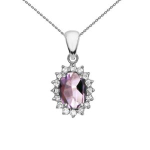 Alexandrite Regal Oval Gemstone Pendant Necklace in 9ct White Gold