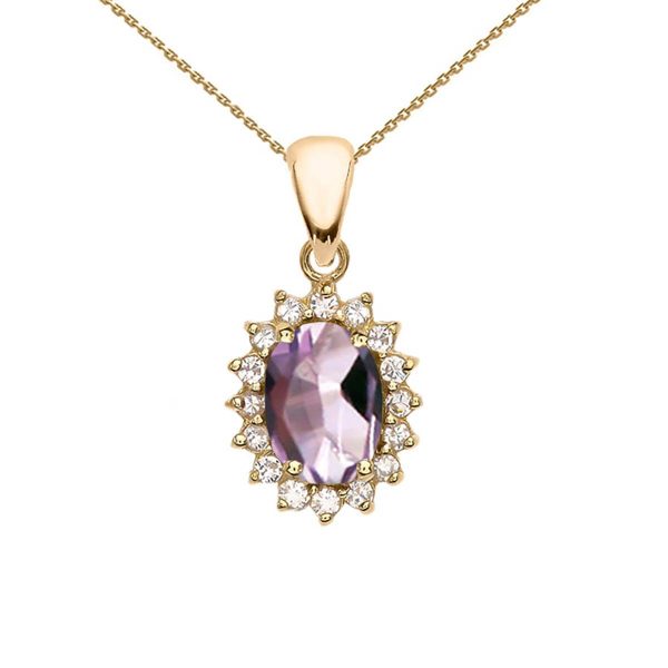 Alexandrite Regal Oval Gemstone Pendant Necklace in 9ct Gold