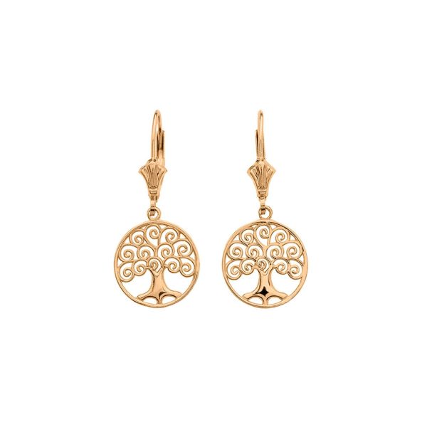 Tree of Life Drop Earrings in 9ct Gold