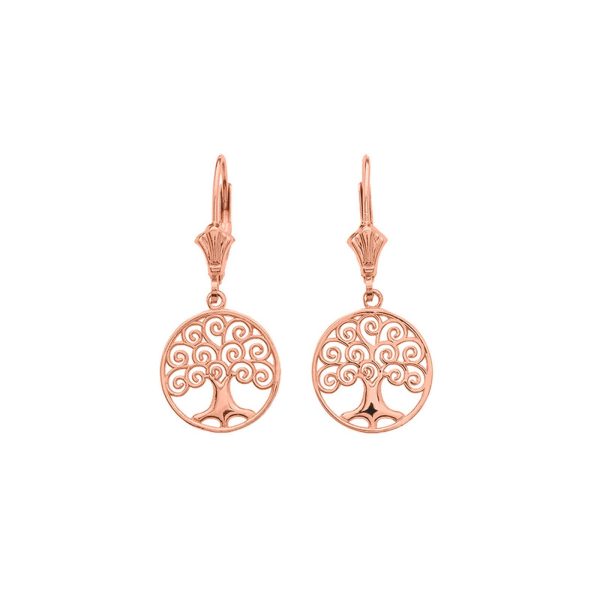 Tree of Life Drop Earrings in 9ct Rose Gold