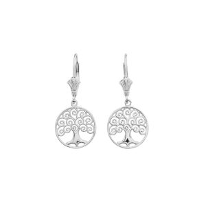 Tree of Life Drop Earrings in Sterling Silver