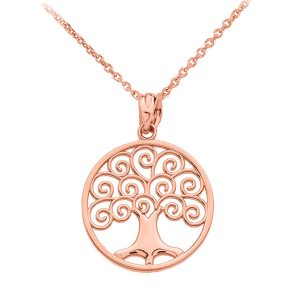 Tree of Life Pendant Necklace in 9ct Rose Gold