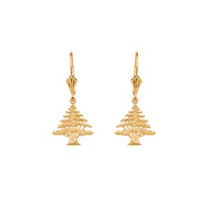 Cedar Tree Drop Earrings in 9ct Gold