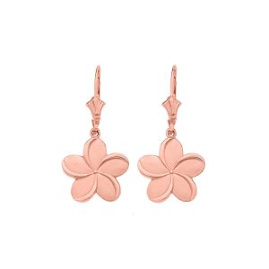 Hawaiian Plumeria Drop Earrings in 9ct Rose Gold