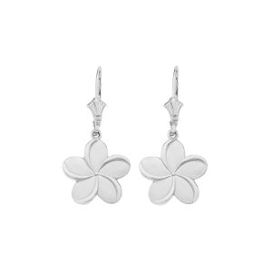 Hawaiian Plumeria Drop Earrings in Sterling Silver