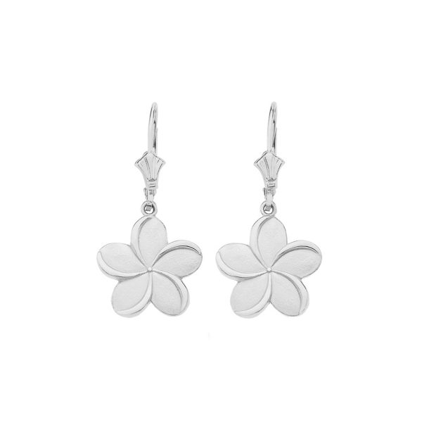 Hawaiian Plumeria Drop Earrings in Sterling Silver