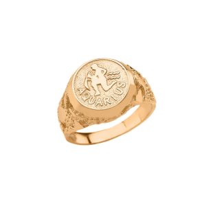 Aquarius Zodiac Nugget Ring in 9ct Gold