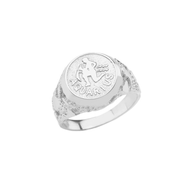 Aquarius Zodiac Nugget Ring in Sterling Silver