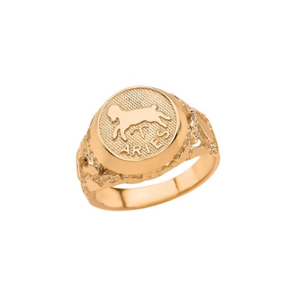 Aries Zodiac Nugget Ring in 9ct Gold