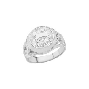 Aries Zodiac Nugget Ring in Sterling Silver