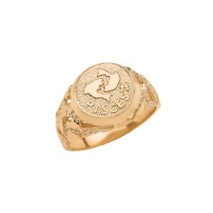 Pisces Zodiac Nugget Ring in 9ct Gold