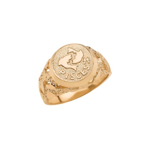 Pisces Zodiac Nugget Ring in 9ct Gold