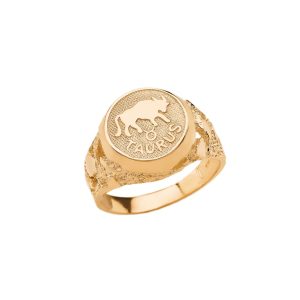 Taurus Zodiac Nugget Ring in 9ct Gold