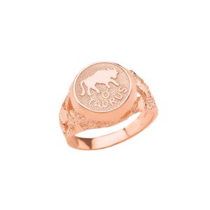 Taurus Zodiac Nugget Ring in 9ct Rose Gold