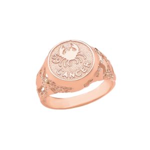 Cancer Zodiac Nugget Ring in 9ct Rose Gold