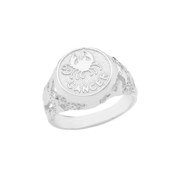 Cancer Zodiac Nugget Ring in 9ct White Gold