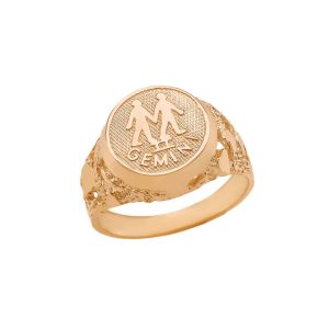 Gemini Zodiac Nugget Ring in 9ct Gold