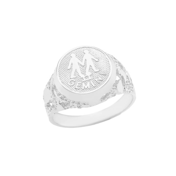 Gemini Zodiac Nugget Ring in Sterling Silver