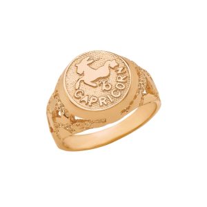 Capricorn Zodiac Nugget Ring in 9ct Gold