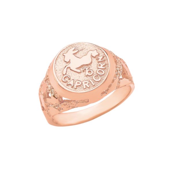 Capricorn Zodiac Nugget Ring in 9ct Rose Gold