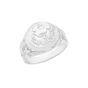 Capricorn Zodiac Nugget Ring in 9ct White Gold