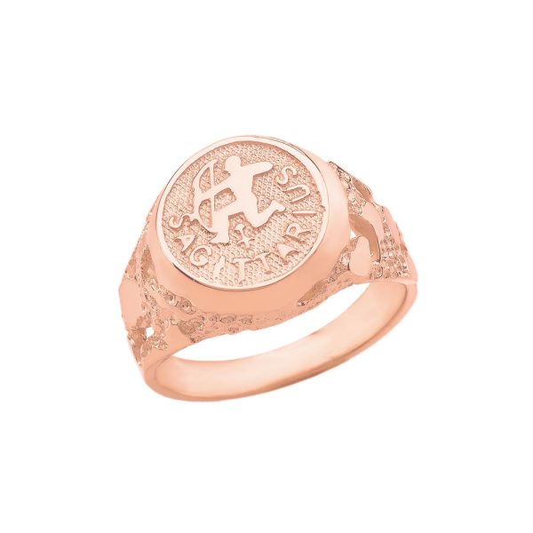 Sagittarius Zodiac Nugget Ring in 9ct Rose Gold