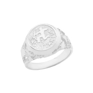 Sagittarius Zodiac Nugget Ring in 9ct White Gold