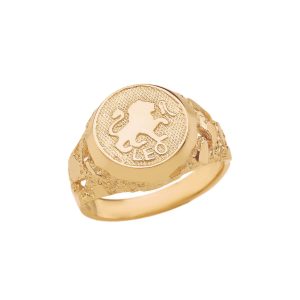 Leo Zodiac Nugget Ring in 9ct Gold