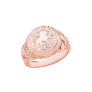 Leo Zodiac Nugget Ring in 9ct Rose Gold