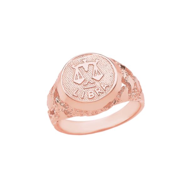 Libra Zodiac Nugget Ring in 9ct Rose Gold