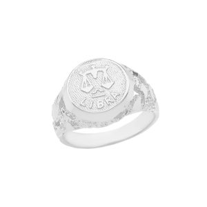 Libra Zodiac Nugget Ring in Sterling Silver