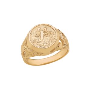 Scorpio Zodiac Nugget Ring in 9ct Gold